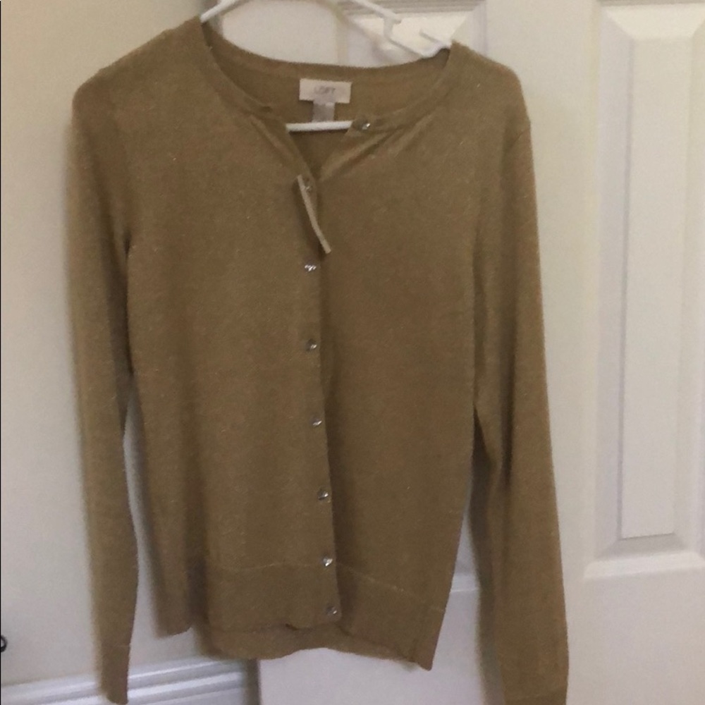 NWT ann Taylor loft gold sparkle cardigan